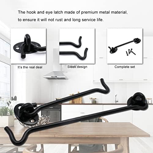 DEIHGE Hook and Eye Gate Latch in Black