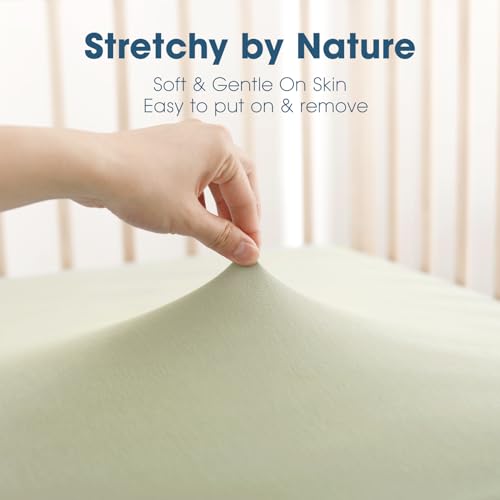 GRSSDER Jersey Crib Sheets Set 2 Pack Pale SageSage Ultra Soft Stretchy
