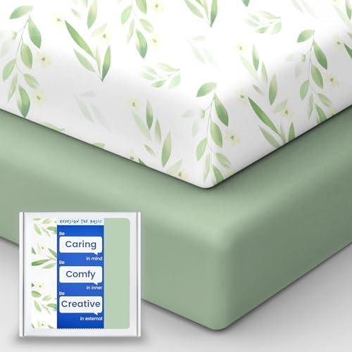 TOTBASIC Crib Sheets 2 Pack Ultra Soft Breathable