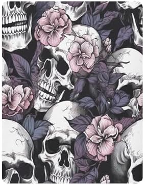 Jihqo White Skull Violet Flower Crib Sheets