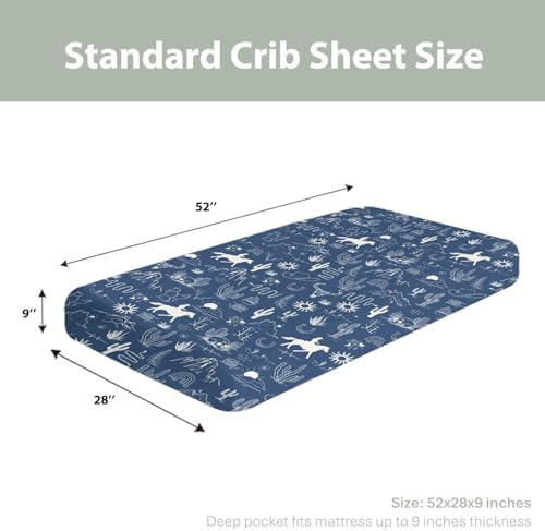 Western Cowboy Baby Crib Sheets 52x28 Inch Soft Fitted Mattress Cover
