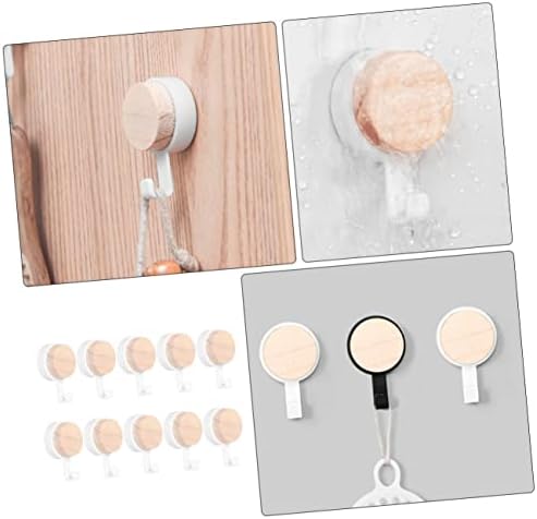 10pcs Wooden Bathroom Towel Hooks Wall Organizer
