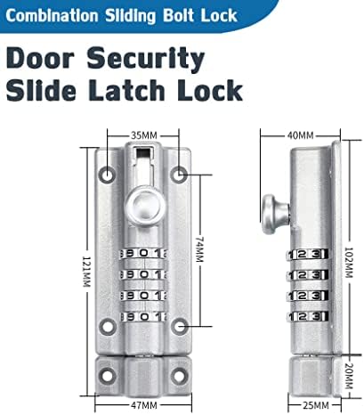VRESOURCING Combination Door Slide Latch Lock with 4 Digit Pin Code