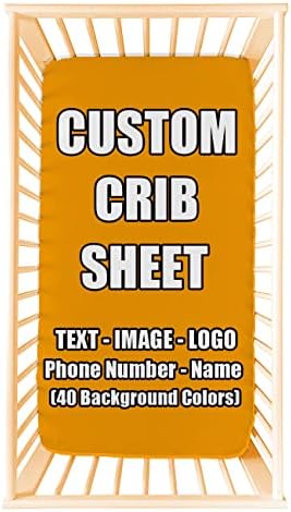 Custom Crib Sheet with Name Photo Text Gold