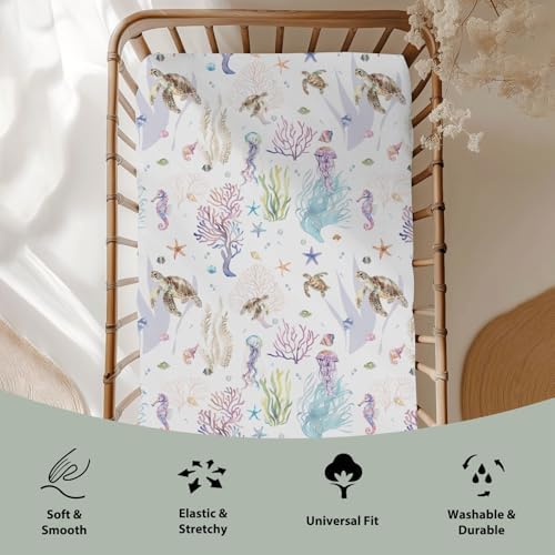 Retro Sea Animals Baby Crib Sheets 52x28 1