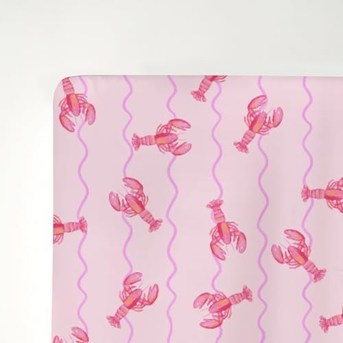 Pink Lobster Bows Stripe Crib Sheets for Boy Girl 52x28 Inch
