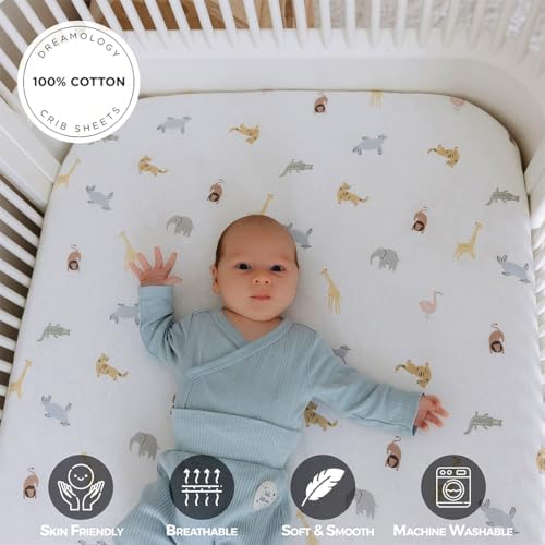 Dreamology 2-Pack Crib Sheets - Soft 100 Cotton Blue Animals Print