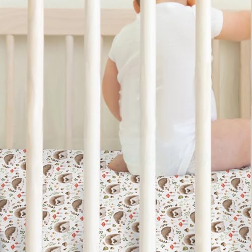Cute Hedgehogs Crib Sheets 2 Pack - Soft Snug Fitted 52x28 Inch