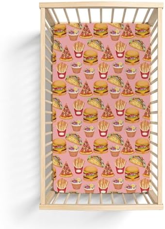 Fun Burger Pizza Crib Sheet 52x28 Fitted Set
