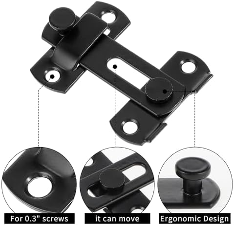 2 Pcs Barn Door Lock in Matte Black