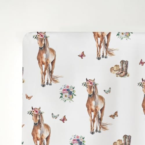 Floral Cowgirl Baby Crib Sheets 52x28 Inch