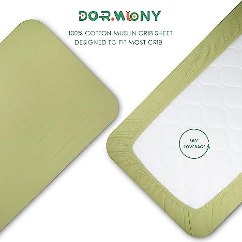 Ultra Soft Muslin Crib Sheet 52x28 Green Organic Cotton
