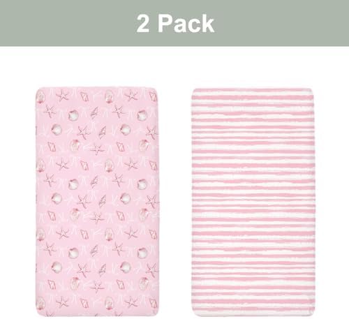 Pink Summer Conches Bows Sea Baby Crib Sheets 2 Pack