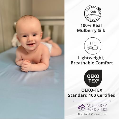 Mulberry Park Fitted Silk Crib Sheet - 19 Momme Pure Silk for Baby