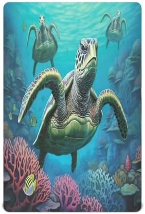 Jihqo Underwater Sea Turtle Crib Sheets for Baby 52 x 28