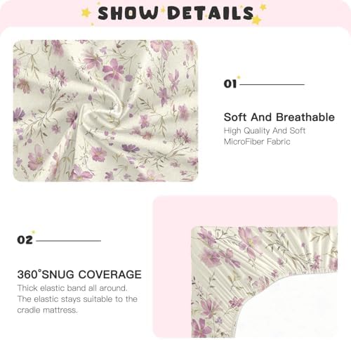 Gbjiemia Sweet Flower Crib Sheets 39x27x5in