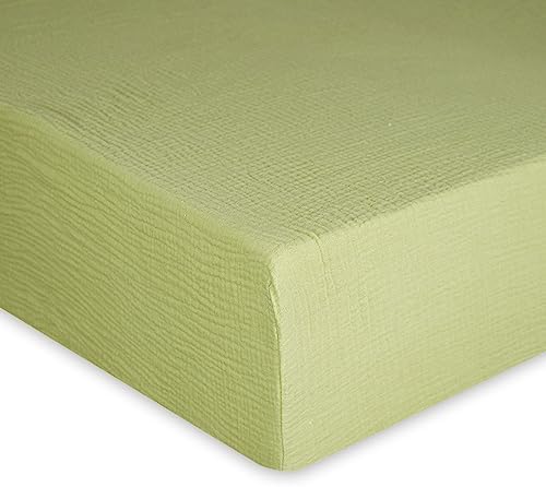 Ultra Soft Muslin Crib Sheet 52x28 Green Organic Cotton