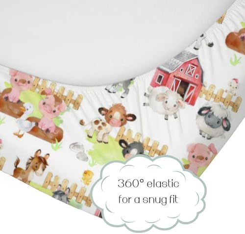 HawSkgFub Farm Animal Crib Sheet - 52x28 Neutral Design