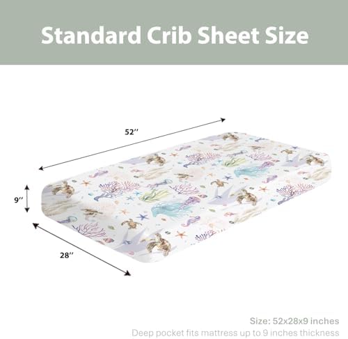 Retro Sea Animals Baby Crib Sheets 52x28 1