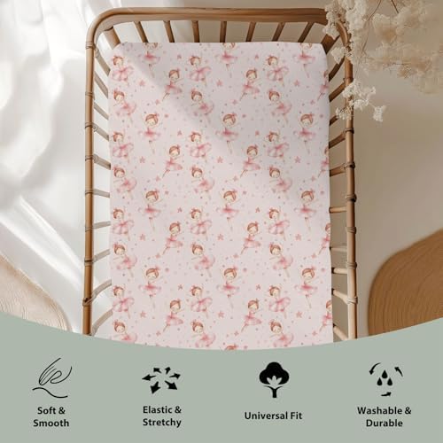 Watercolor Girl Ballet Baby Crib Sheets 52x28 Inch