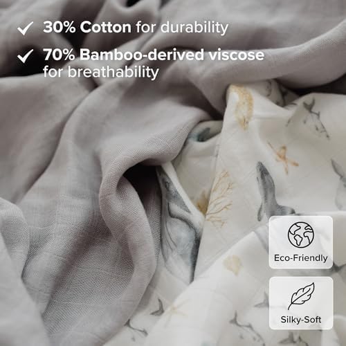Papaya Kids Muslin Swaddle Blanket 2-Pack - Bamboo Viscose Cotton Soft and Breathable