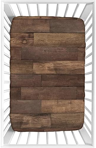 XISUNYA Retro Weathered Wood Plank Crib Sheet Set