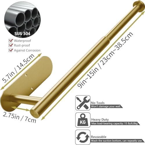 DGYB Gold Self Adhesive Toilet Paper Holder Wall Mount 2 Pcs