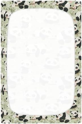 MNSRUU Crib Sheets for Boys Girls Panda Flowers Breathable Fitted Playard Bedding