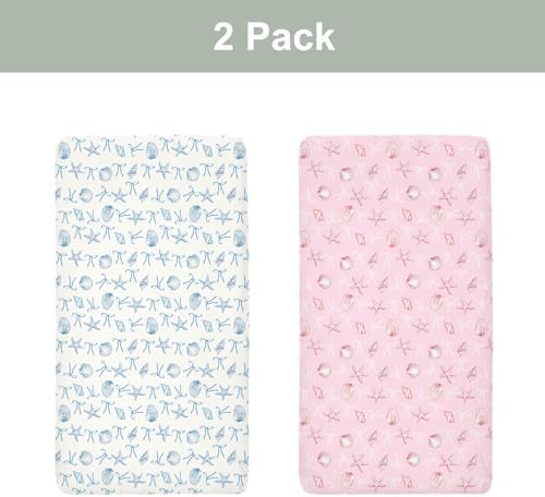 Ocean Seashell Crib Sheets 2 Pack for Boy Girl