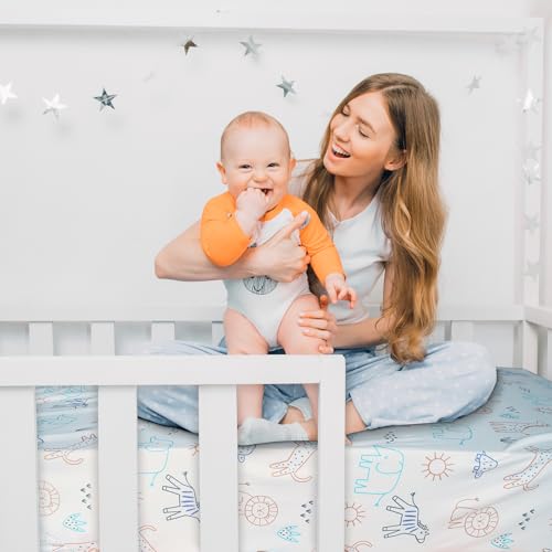 Dormlony Stretchy Fitted Crib Sheets 4 Pack Animals