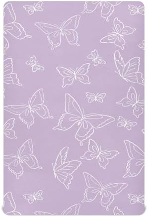 Gbjiemia Baby Crib Sheets Purple Butterfly Set