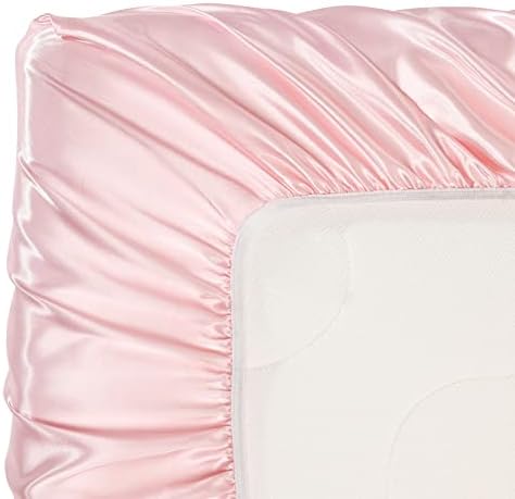 SiinvdaBZX 2 Pcs Satin Crib Sheets - Light Grey Pink