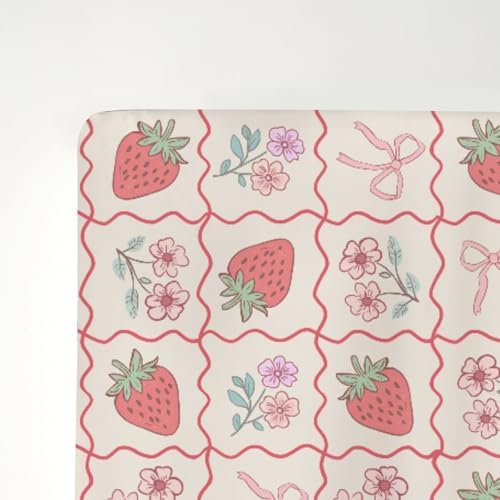 52x28 Inch Boho Strawberry Crib Sheet for Girl