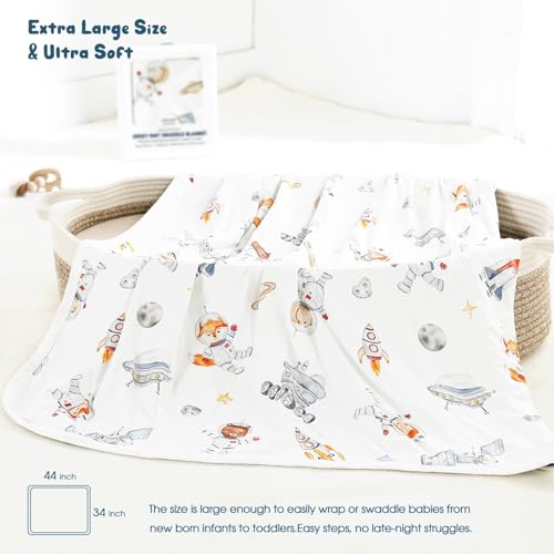 GRSSDER Swaddle Blankets 2 Pack - Soft Jersey Knit for Baby Boys