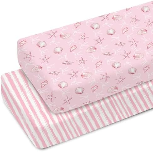 Pink Summer Conches Bows Sea Baby Crib Sheets 2 Pack