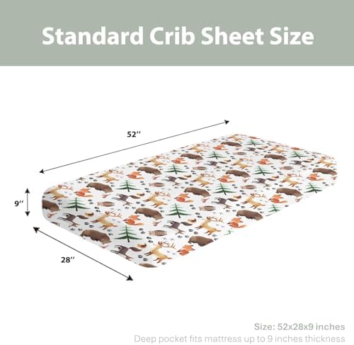 Cute Animals Crib Sheets for Boy Girl 28x52 Inch