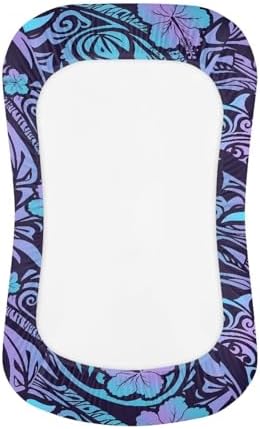 Daulesho Hibiscus Dolphin Crib Sheet Breathable Soft Blue Purple Gradient Tribal Swirl