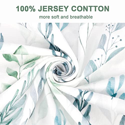 DILIMI Ultra-Soft Green Leaf Crib Sheet Set