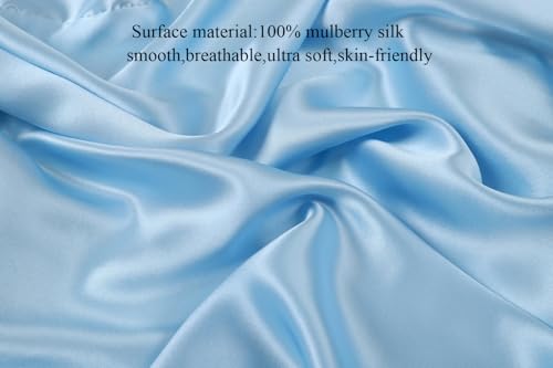 Knlpruhk Pure Mulberry Silk Crib Sheet 28x52 9 Deep Pocket Lt Blue