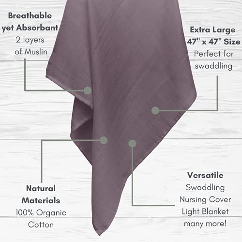 MOZAH Organic Muslin Swaddle Blankets 2 Pack
