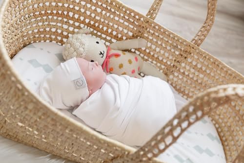 Elys Co Bassinet Sheets 2-Pack Neutral Grey Sage Diamond