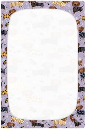 MNSRUU Crib Sheets for Boys Girls Purple Dog Fitted Playard Bedding