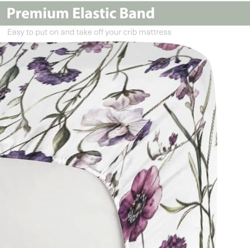 Vintage Purple Flowers Crib Sheet 52x28 Inch