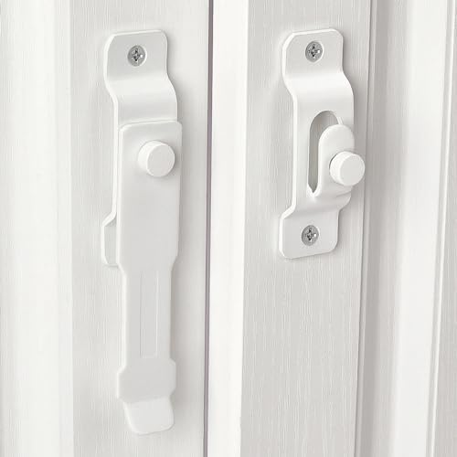 INIRET 2 Pack Barn Door Latches Matte White Stainless Steel