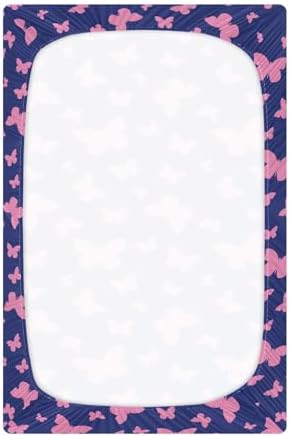 Gbjiemia Navy Butterfly Crib Sheets for Baby Boys Girls