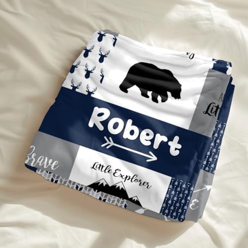 Fifishop Personalized Flannel Baby Blanket with Name