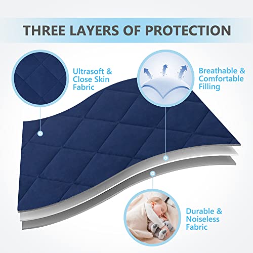 TILLYOU Pack n Play Sheets Pad 2 Pack - Thick Soft Gray Navy