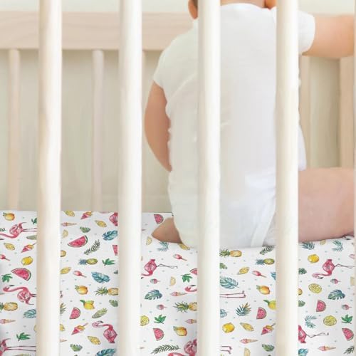 Flamingo Toucan Crib Sheets 2 Pack - Soft Snug Fitted Mattress Cover