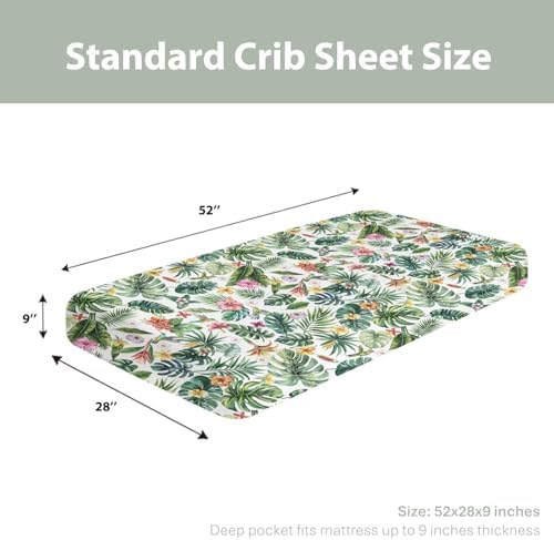 Tropical Flower Leaves Hummingbirds Crib Sheets 52x28