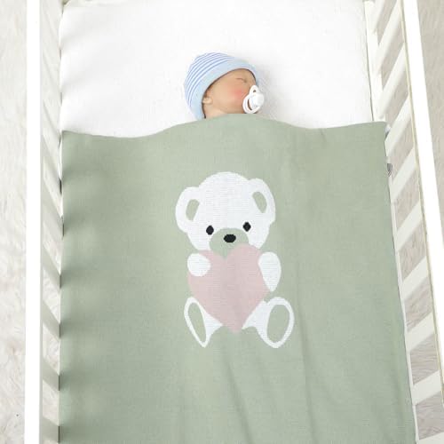 LAWKUL Babby Blanket Soft Swaddle 40x30in Light Green